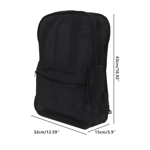 Heavy Duty Mesh Backpacks, Transparent See Through Shoulder Bag with Padded Shoulder Straps for Swimming,Beach(Black)2