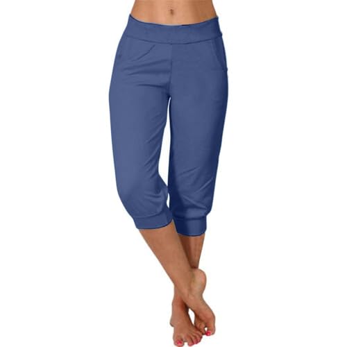 Pinocchietti Donna Estivi Leggeri Pantaloni Corti Sportivi Cargo Larghi Comodi Pantaloni 3/4 Casual Pantaloni Elasticizzati Morbidi Eleganti Pantaloni al Ginocchio con Coulisse Pinocchietti Baggy
