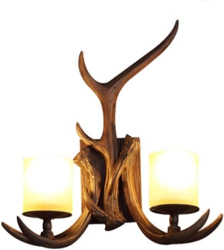 2 Lights Resin Antler Wall Sconces Rustic Deer Horn Wall Lamp Wall Mount Light Fixtures