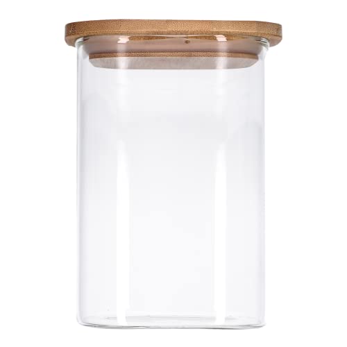 TALK-POINT Bocaux de conservation en verre avec couvercle en bambou, bocaux en verre | 550 ml - 2500 ml | hermétiques, passent au lave-vaisselle, anti-mites (1200 ml, rectangulaire) Cover