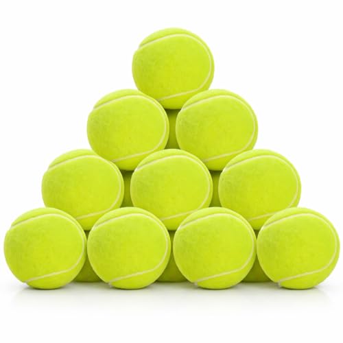 ACCURATE Durable Sport Play Tennis Cricket Dog Toy Ball with Mesh Carrying Bag Sturdy & Durable Great For Lessons Practice Throwing Machines Adults Children Exercise Pets (12 PK)