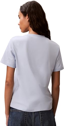 Calvin Klein Damen T-Shirt Kurzarm Hero Classic Monologo Tee mit Rundhalsausschnitt, Blau (Breezy Blue), XXS – Ansicht 2