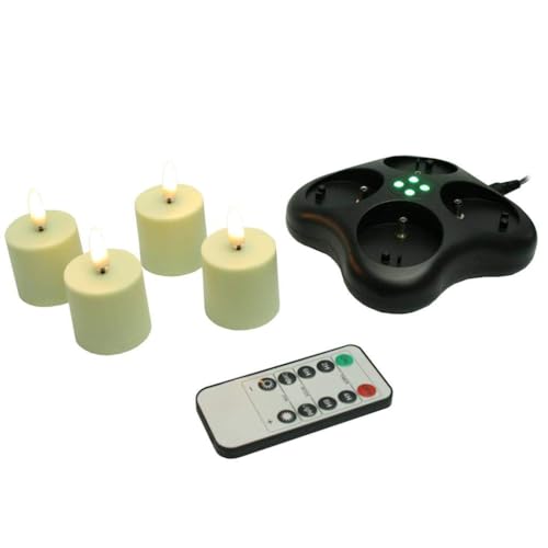 Light Garden 01535 - Ivory (Unscented) Straight Edge Rechargeable Votives (Remote included) (Set of 4)