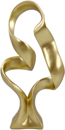 LAIKEARTS 15" Modern Abstract Ribbon Decorative Sculpture, Knot Sculptures,Home Decor,Coffee Table Statues,Dining Living Room Desk Decor,Golden