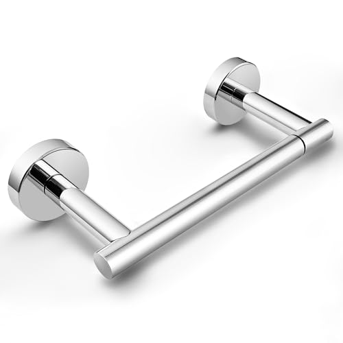 POKIM Polished Chrome Toilet Paper Holder, Stainless Steel Double Post Pivoting Wall Mount Holder, Fits Mega Large/Jumbo Rolls, Commercial Bathroom Tissue Dispenser for Home & Commercial Use