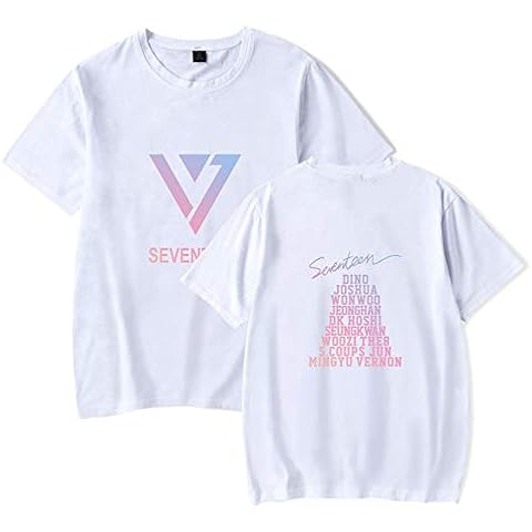 Seventeen T-Shirt Kpop Seventeen Boys Tee Shirt Short Sleeve S.COUPS JEONGHAN Joshua Jun Hoshi Wonwoo Woozi DK MINGYU THE8 SEUNGKWAN Vernon Dino Fans Tshirt Tops White Cover