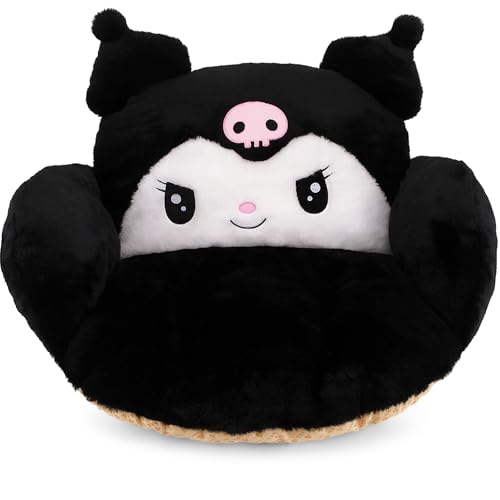 Juju Black Kawaii Cushion - Kawaii Room Decor - Seat Cushions for Office Chairs - Office Chair Cushions - Car Seat Cushion - Gaming Room Decor - Gaming Desk Accessories Floor Pillow (Black)