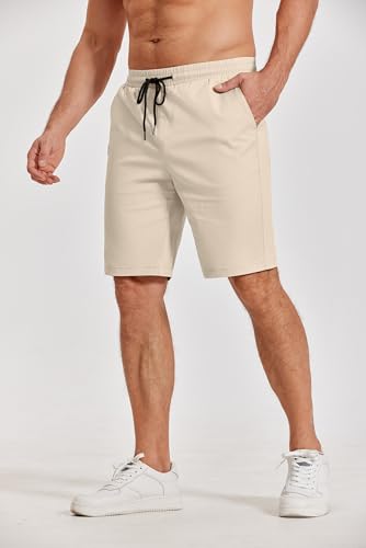 Image of COOFANDY Mens Casual Shorts Cotton Elastic Waist Drawstring Shorts Lightweight Summer Beach Shorts