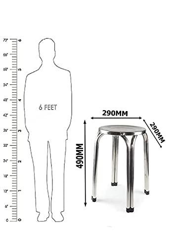 Image of NGFC Stainless Steel Stools for Indoor /Outdoor /Home /Medical /Hospital /Food /Doctor /Kitchen /Office /Chair /Cafe /Cafeteria /Metal Bar Stool Size- 45 cm, Colour- Silver