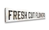 Large Fresh Cut Flowers Sign - (Available in 3 Sizes) Carved in a Solid Wood Board | Rustic Distressed | Farmhouse Style | Handmade in NC