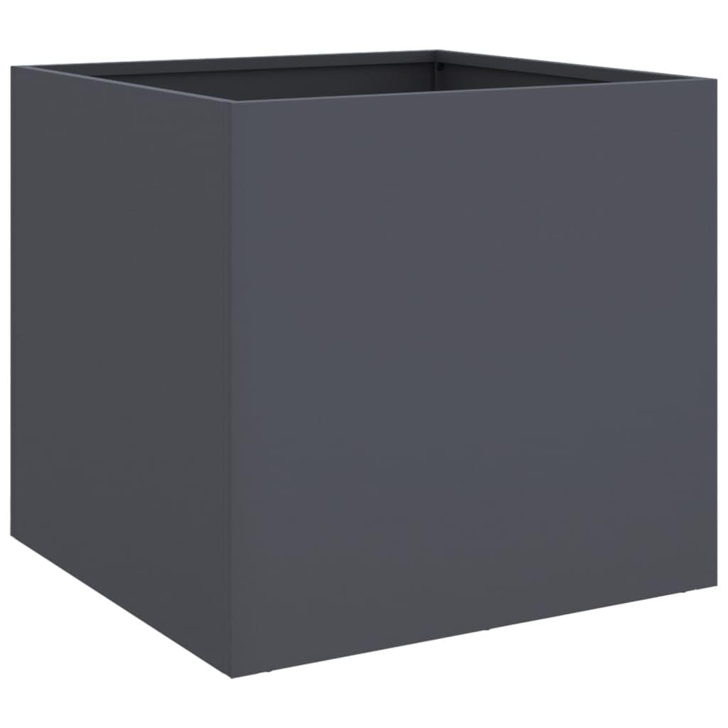 vidaXL Jardinière, Bac à Fleurs, Pot de Plantes, Boîte à Fleurs, Jardinière Surélevée de Jardin Patio Terrasse, Anthracite 49x47x46 cm Acier