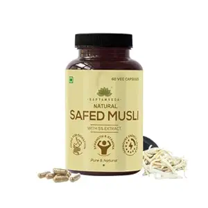 SAPTAMVEDA Natural Safed Musli Veg Capsules, 500 MG Each with Extract 60 Capsules (Pack of 1)