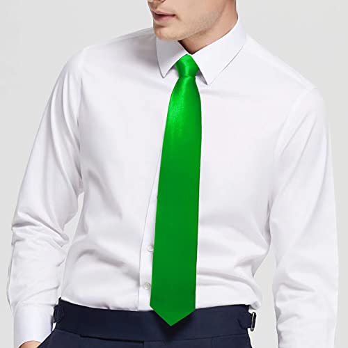 Image of Luckyvestir Mens Tie Solid Satin Neck Ties 3.15'' Formal Necktie for Wedding Business Christmas Father's Valentine's Day Gift