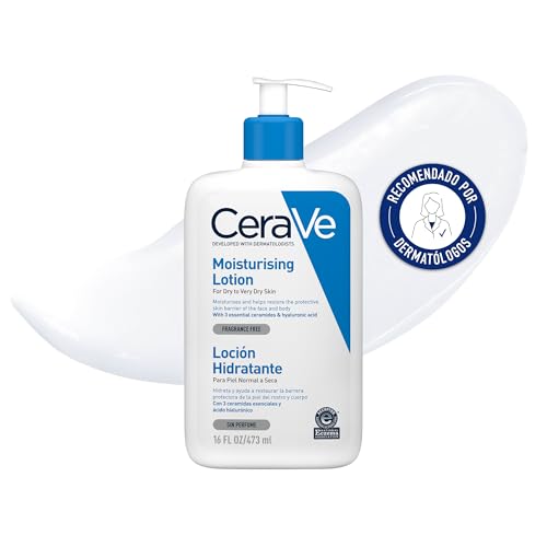 CeraVe Loción Hidratante, Piel Seca a muy Seca, Hidrata y Restaura la Barrera Protectora de la Piel, Enriquecida Con Ceramidas Esenciales y Ácido Hialurónico, Fórmula Ligera, Apta para Rostro y Cuerpo