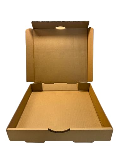 Pack And Serve - Pizza Box (Pack of 50) Corrugated B-Flute 8 Inch - Restaurant Quality Pizza Box, Grease Resistant, Ventilated (10 Inch)