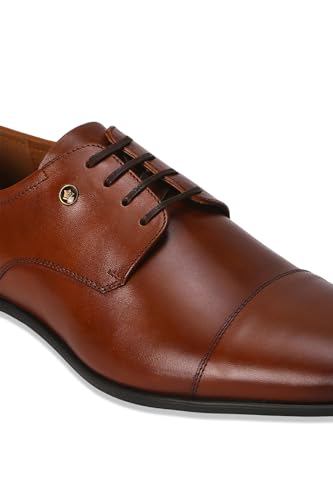 Image of Louis Philippe Men Premium Leather Breathable Lining Material Anti Slip with Heel TPR Sole Formal Derby Shoes