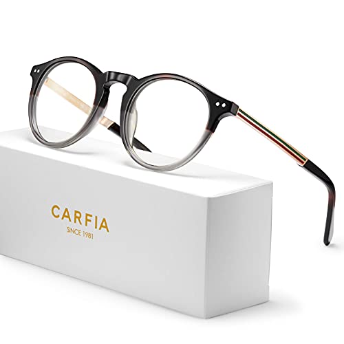 Image of CARFIA Acetate Round Blue Light Blocking Glasses for Women Anti Eye Eyestrain Computer Gaming Glasses CA5373NF