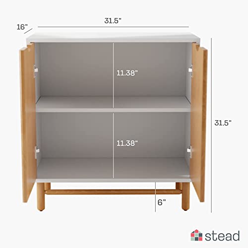 Stead Adjustable Fluted Accent Cabinet 2023 Collection - Contemporary Storage Shelf - Great In Living Rooms, Bedrooms, And Entryways (White And Oak) #TOP6