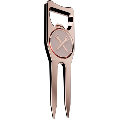 Blue Tees Golf 6-in-1 Premium Divot Tool & Ball Marker - Bottle Opener - Club Tee - Groove Cleaner - Putting Alignment - Designed to Be the Ultimate Tool for the Green - Rose