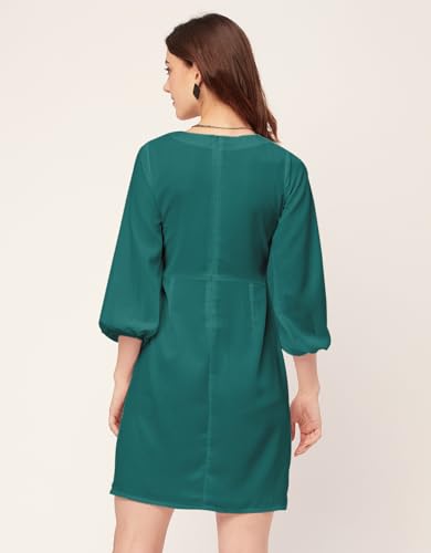 Boat Neck Bodycon Solid Georgette Dress - Women's Stylish Bodycon Dress4