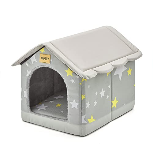 Jiupety Cuccia Cane Interno, Taglia M Cuccia Cane Piccolo Adatto per Cani di Piccole e Medie dimensioni, Grotta Calda e Confortevole, Cuscino Sedile Reversibile, Fondo Antiscivolo, Grigio