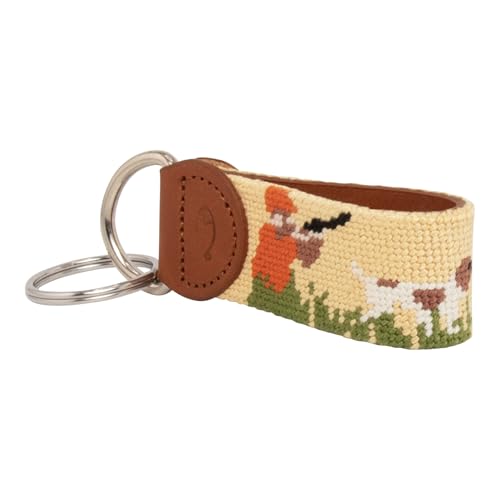 Image of Leather Hand-Stitched Needlepoint Key Fob or Key Chain