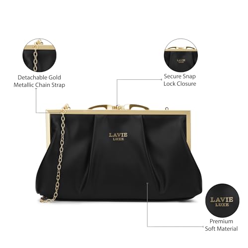 Image of Lavie Luxe Women's Pleato 2-Compartment Frame Cross Body Sling Bag | Ladies Purse Handbag | Gift for Women