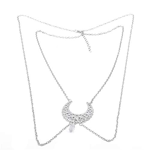 DYSCN Gothic Hollow Moon Kopfkette Mehrschichtiger Kristall Wassertropfen Haarschmuck Haarschmuck für Frauen und Mädchen (Weiß) Cover