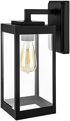 DEWENWILS Outdoor Wall Light Fixture, Outdoor Wall Lantern with Clear Glass Shade, Matte Porch Light Wall Mount, Waterproof Anti-Rust Exterior Wall Sconce Light Lamp for Garage, Patio, ETL Listed