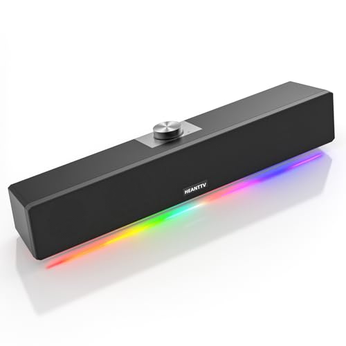 HEANTTV Computer PC Speakers, Dynamic RGB Gaming Speaker,PC Gaming Soundbar for Desktop Monitors,USB Powered Computer Speaker for PC, Laptop, Desktop, Smartphones [Dynamic RGB]