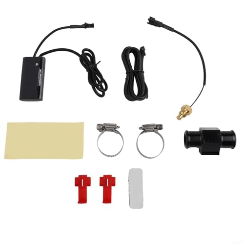 Kit de monitoreo de temperatura del agua para motocicletas con medidor LCD digital y sensor, sistema alimentado por CC 12 V con señal visual de sobrecalentamiento (22 mm)