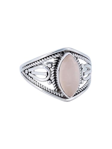 mantraroma Bague femme argent 925 quartz rose pierre précieuse rose insolite ludique