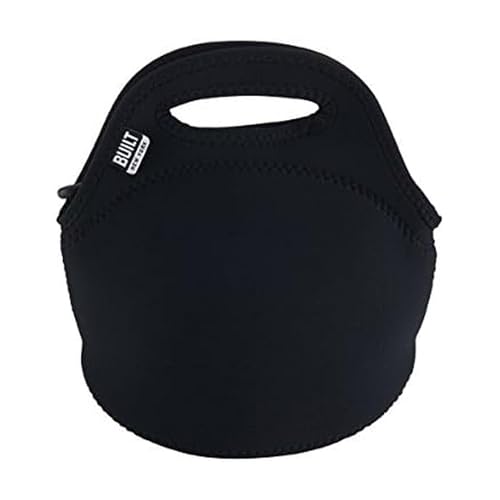 BUILT Gourmet Getaway Mini Soft Neoprene Lunch Tote Bag-Lightweight, Insulated and Reusable Black LB10-BLK