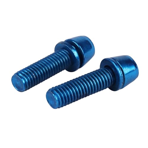 Image of Steel M5x18mm Bolts with Washer, Allen Hex Tapered Screw for Bicycle Stem, Pack of 6 (Blue)