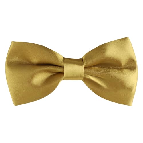 Funver Noeud Papillon Homme Doré, Noeud Papillon de Couleur unie Réglable, Accessoire Chemise et Costume, Classique et Stylé pour Aux Adultes (jaune) (jaune)