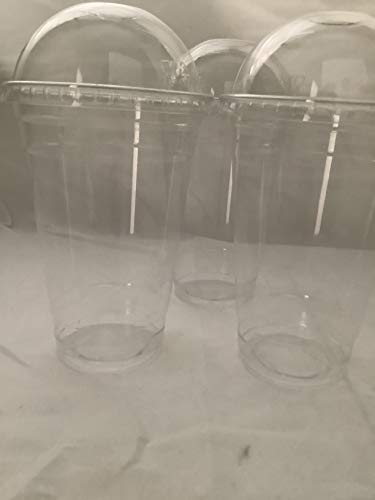 Royal [100 Sets - 24 oz.] Clear Plastic Cups with Dome Lid with hole, PET Crystal Clear Disposable 24oz Plastic Cups with lids