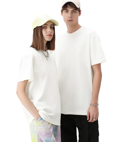 Men's Cotton T-Shirts Oversized Unisex Short Sleeve Crew Neck Loose Basic Tops Solid Athletic Tee4
