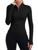 ZHENWEI Workout Jackets for Woman Long Sleeve Quarter Zip Pullover Tops