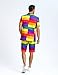 Fashonal Mens Pride Outfits Rainbow Suit for Porm Funny Party Pride Parade Short Sleeve Blazer Shorts Set with Tie Rainbow Size M