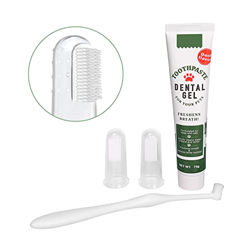Pet Dog Tooth Brushing Kit - Dog Finger Toothbrush, 360° Toothbrush & Beef Flavor Toothpaste for Dogs Puppy Cats Teeth Oral Cleaning, Fresh Breath, Reduces Plaque & Tartar Buildup Dental Care Kit - Thumbnail 3