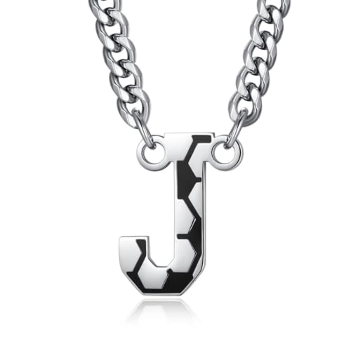 NUKAYAI Letter J Soccer Necklace Initial Charm Pendant Gifts for Men - image 1