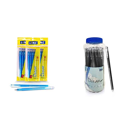 Image of Linc Ocean Classic Gel Pen (0.55 mm, Blue Body, Blue Ink, Pack of 50) Ocean Lightweight Gel Pen Jar