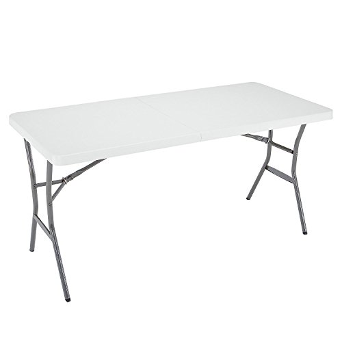 Lifetime 5-Foot Light Commercial Fold-in-Half Table - White Granite