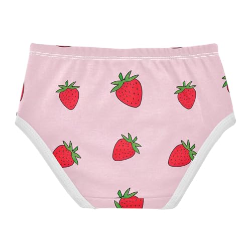 Cute Red Strawberries Soft Pink Toddler Underwear Custom 2t Cotton Panties Little Girl Bright Briefs Underpants2