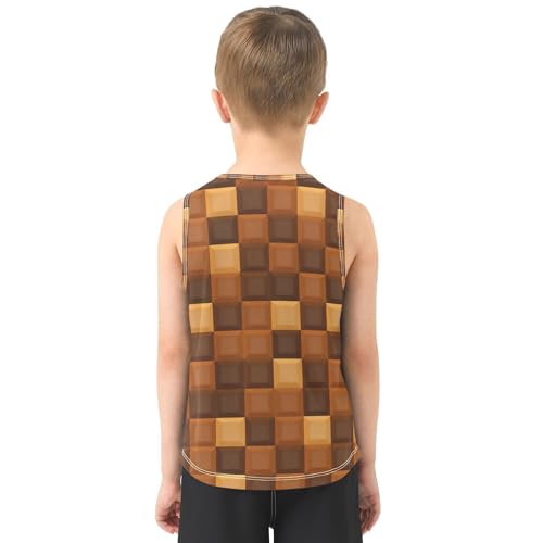 J JOYSAY Geometric Square Tile Sienna Boys Tank Top Sleeveless Muscle Shirts Quick Dry Kids T-Shirts 3-15T3
