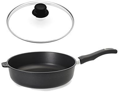 Original Gundel cast iron frying pan - high - ø 26 cm - Height 7 cm - with glass cover and Lid knob (entlüftbar) Biotoan interface, battery-Therm Floor