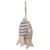 BAZEITFLOW Escultura de Pared de Peces de Madera Rústica con Acabado Desgastado Adorno Náutico Costero para Decoración de Cocina Baño y Bodas Casa de Playa