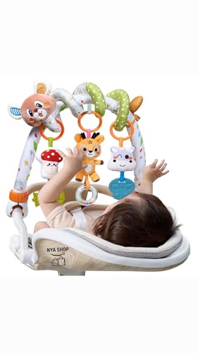 NYA SHOP Spirale d'Activité d'Éveil Bébé Multicolore, Jouet Poussette, Lit et Siège Auto, Hochet, Arche Peluches Suspendues, Jouet de Développement...