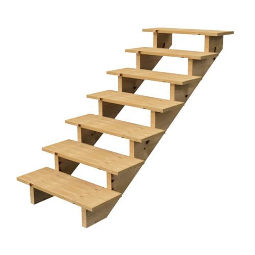 Berlin - Terrassentreppe Holz - H122cm 7 Stufen, Breite 80cm, OHNE Setzstufen- Vinuovo - Set für Ihre Außentreppe aus Holz