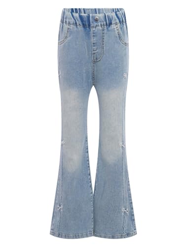 Linjinx Kids Girls Flare Jeans Stretchy Bell Bottoms Denim Pants Casual Vintage Style Denim Trousers with Pockets3
